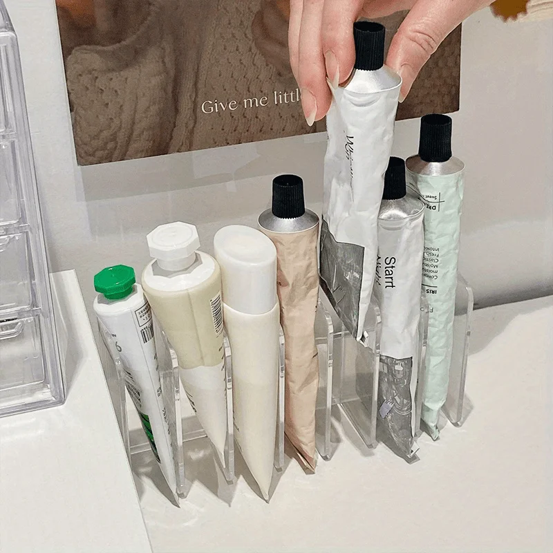 Home Office Work Table - 1pc Plastic Transparent 7-Slot Cosmetic Organizer