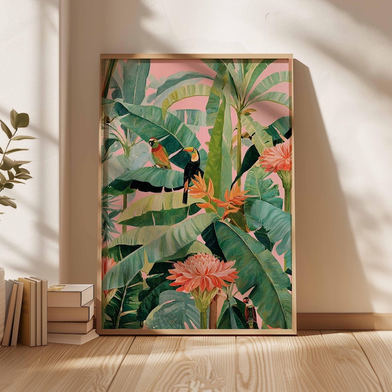 Home Office Or - 1pc Retro Tropical Canvas Poster, Unframed