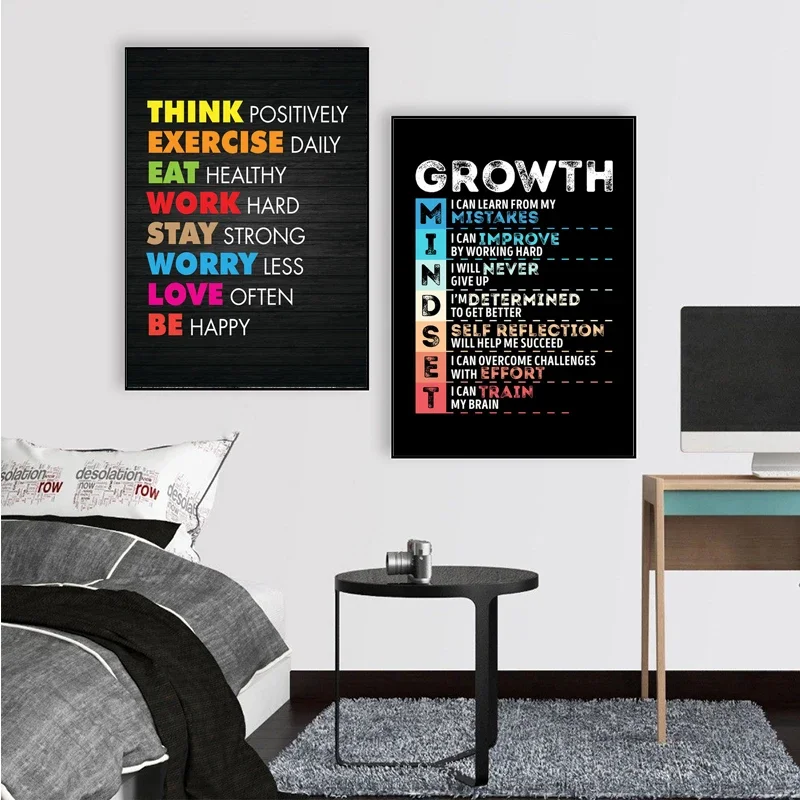 Home Office Room Inspiration - Motivational Success Quotes Canvas Painting Mindset