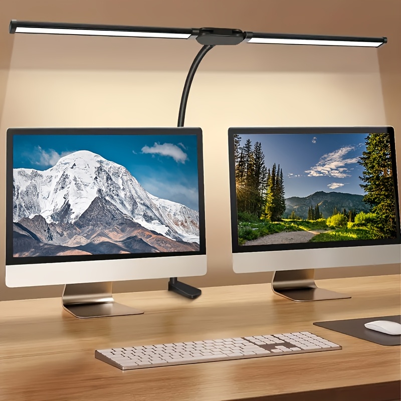 Home Office Work Table - Double Head LED Desk Lamp with