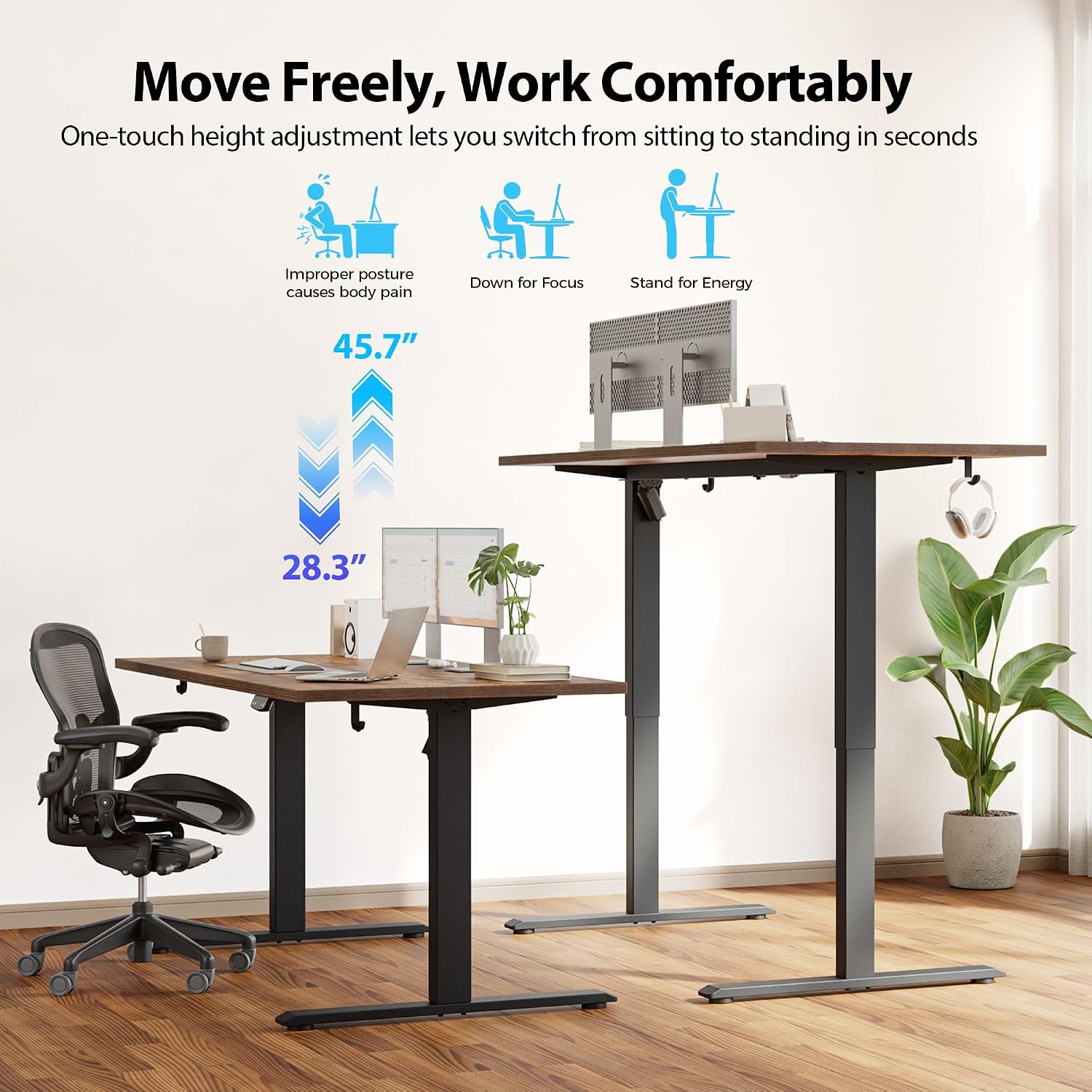Electric Standing Desk, 55 x 2 - Home Office Work Table 评论和价格