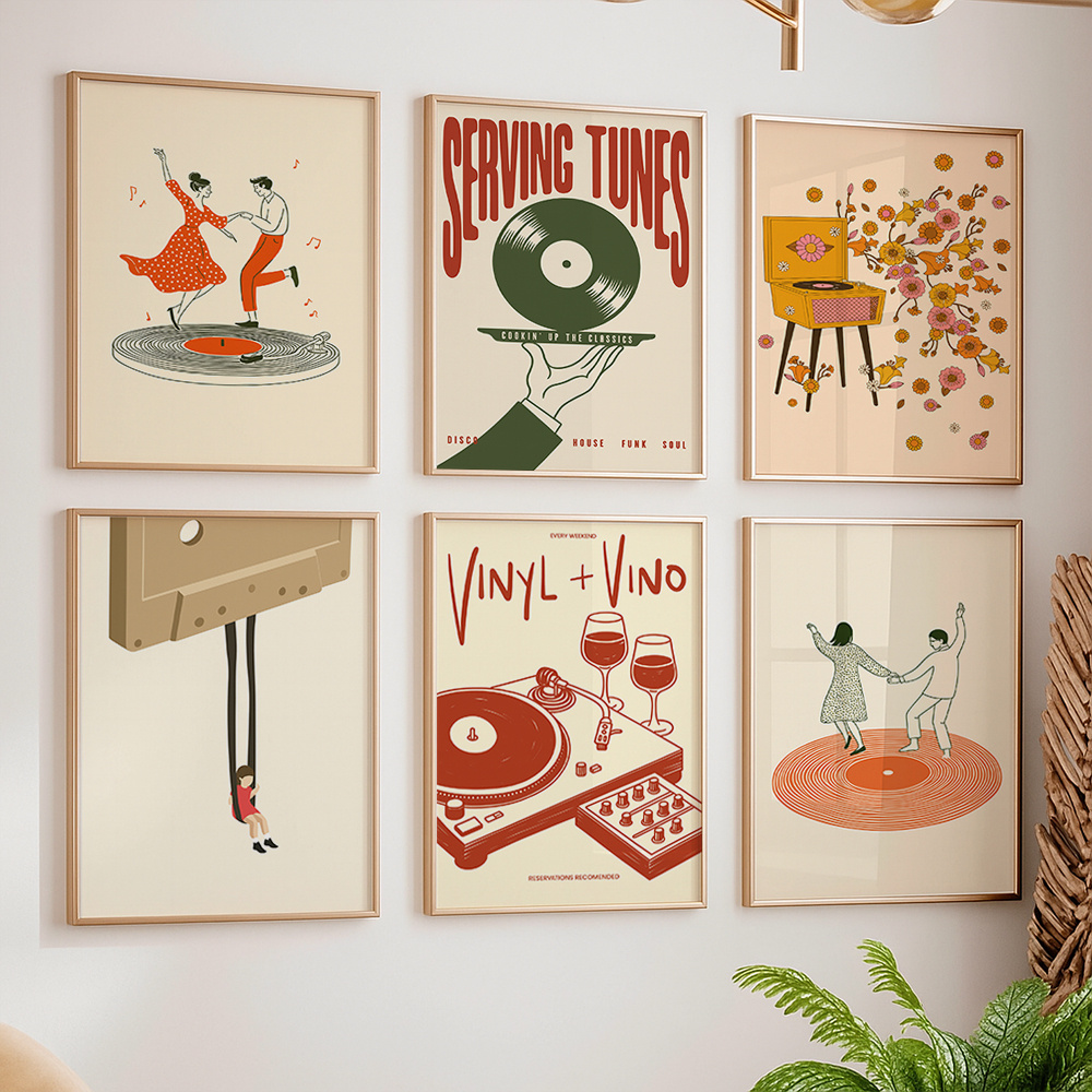 1pc Vintage Music Canvas Poste - Home Office Or 评论和价格
