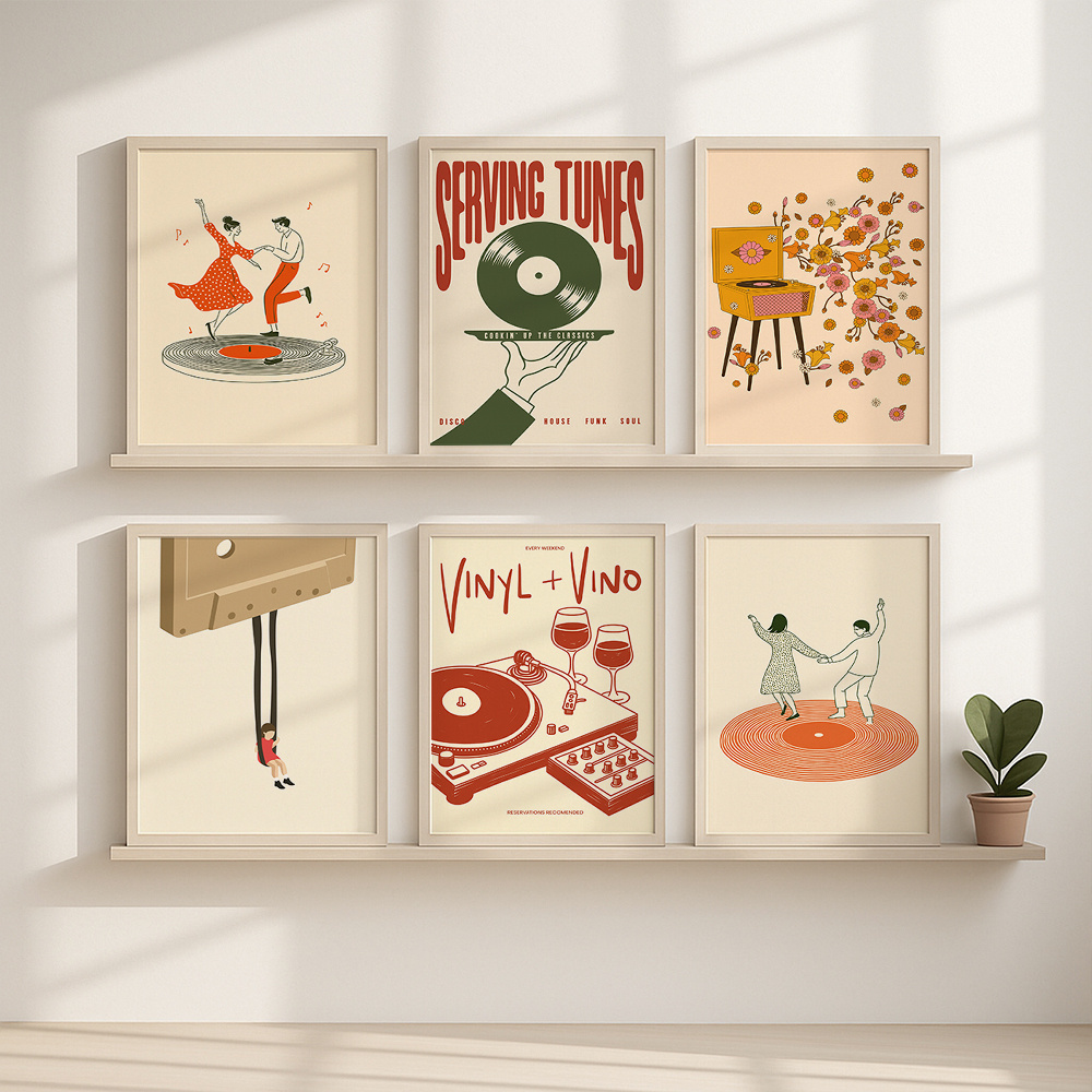1pc Vintage Music Canvas Poste - Home Office Or 评论和价格