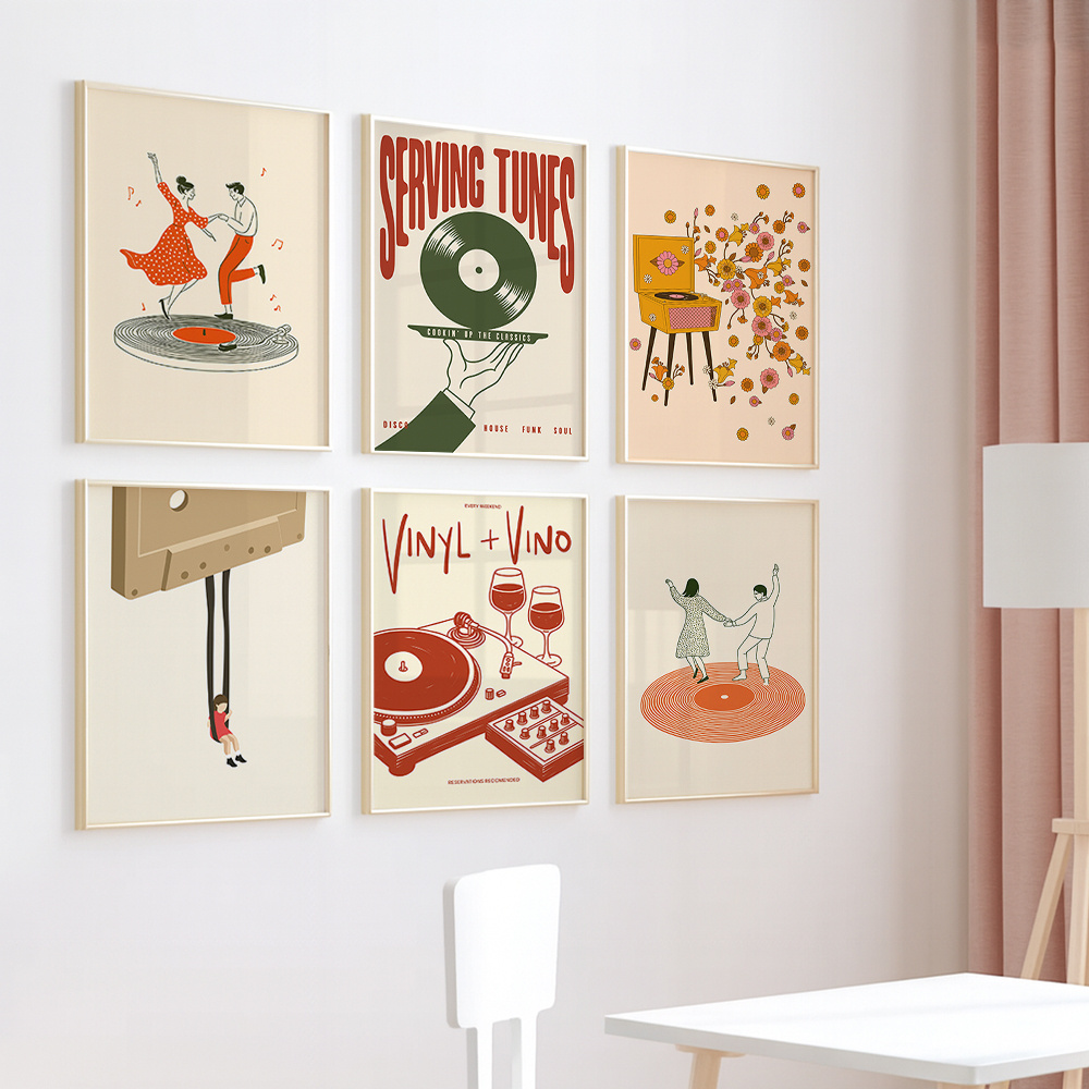 1pc Vintage Music Canvas Poste - Home Office Or 评论和价格