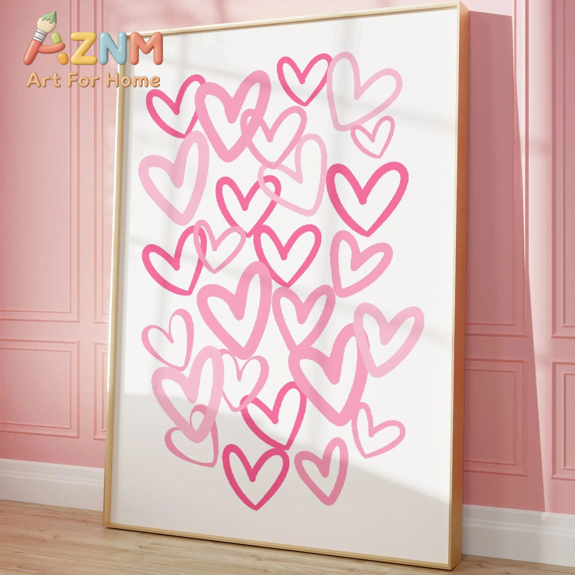 Chic Pink Love Hearts Canvas A - Home Office Room Inspiration 评论和价格